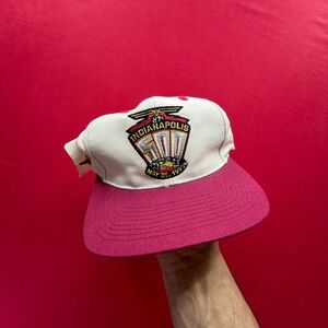 Vintage NWT Logo 7 Indianapolis 500 Hat 1997 81st Indy 500 Snapback Cream Maroon
